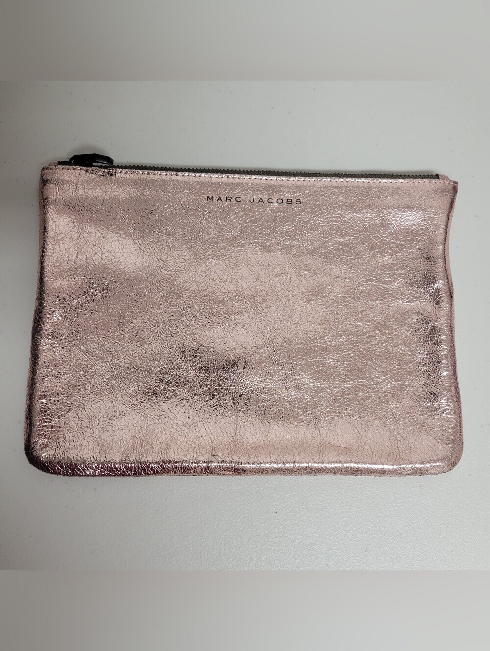 Marc Jacobs Rose Gold Metallic Leather Clutch.